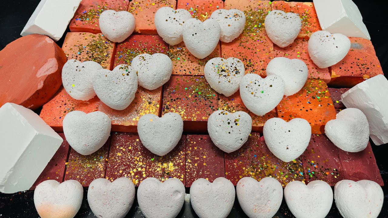 Soft CC Dyed Chalk & Mini Heart Chalk ASMR Crush | Satisfying Video 