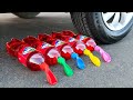 Aplastando Cosas Crujientes Y Suaves Fanta Con Globos VS Rueda De Coche 