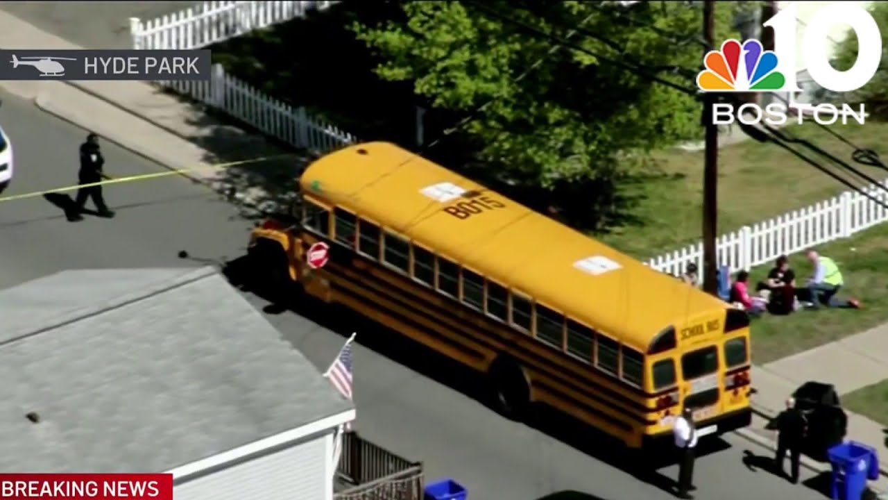 Boy dies after crash involving school bus in Boston's Hyde Park - YouTube
