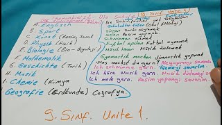 Almanca - 9.Sınıf - 1.Ünite - Okul Dersleri Schulfaecher