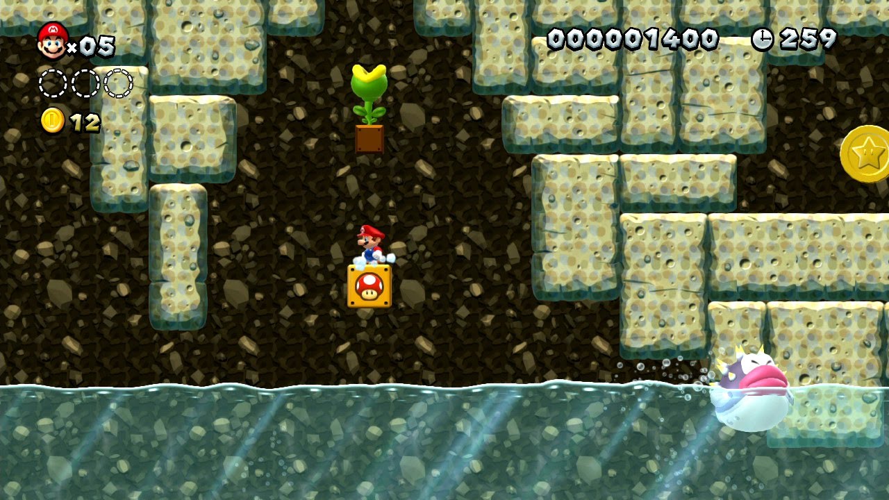 マリオU 「ロックさんみゃく-2」 スターコイン3枚目