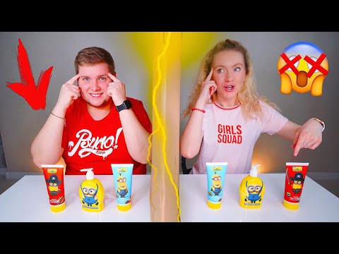 ТЕЛЕПАТИЯ СЛАЙМ ЧЕЛЛЕНДЖ 😍 Лизун из случайных ингредиентов TWIN TELEPATHY SLIME CHALLENGE