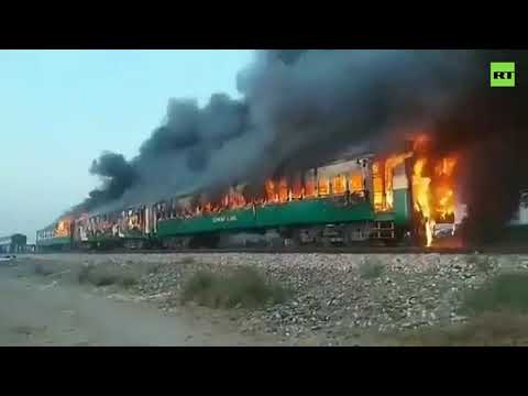 Blaze devours train in eastern Pakistan, killing at least 65 passengers