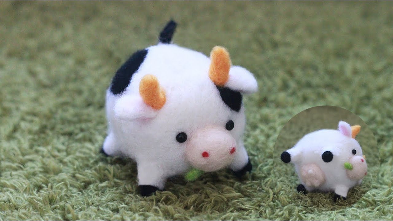 51 羊毛氈影片教學 圓滾滾乳牛羊毛氈 羊毛フェルト Needle Felting 手作 Diy 舒壓 Youtube