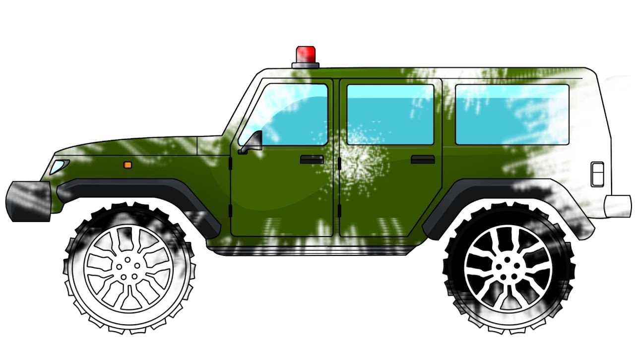 Army Jeep Coloring Book Learn Colors Army Vehicle Youtube