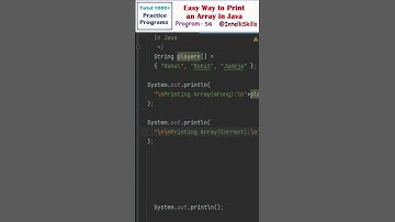 Java Program 56 | Easy Way to Print Array in Java? #Shorts #java #coding