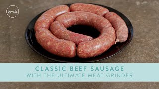 Homemade Beef Sausages Made with a Meat Grinder