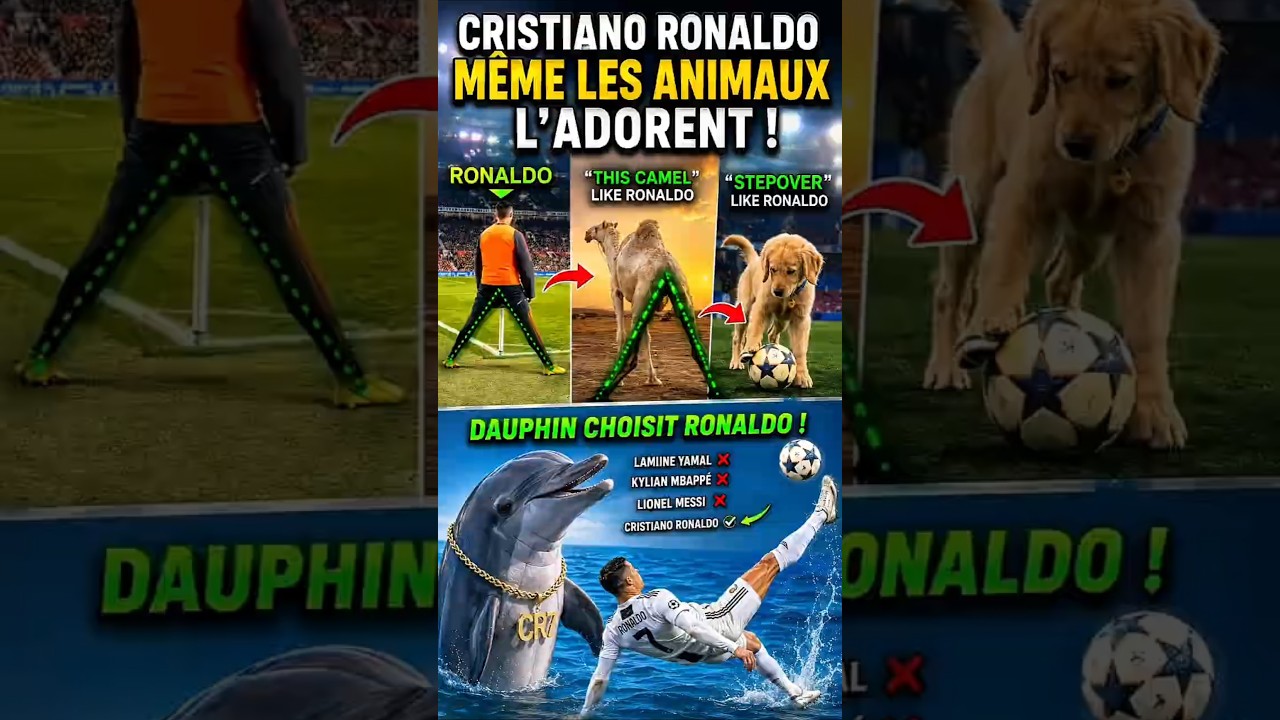 😂Les animaux préfèrent Cristiano Ronaldo?La réaction du dauphin est incroyable!#cristianoronaldo#cr7