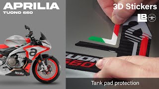 Labelbike 3D Stickers Tank Side Protectors compatible with Aprilia Tuono 660 2022 Red 
