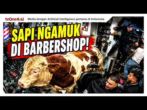 Lagi Cukur Rambut, Tiba-Tiba Sapi Masuk!