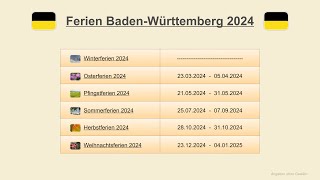 Ferien Baden Württemberg 2024
