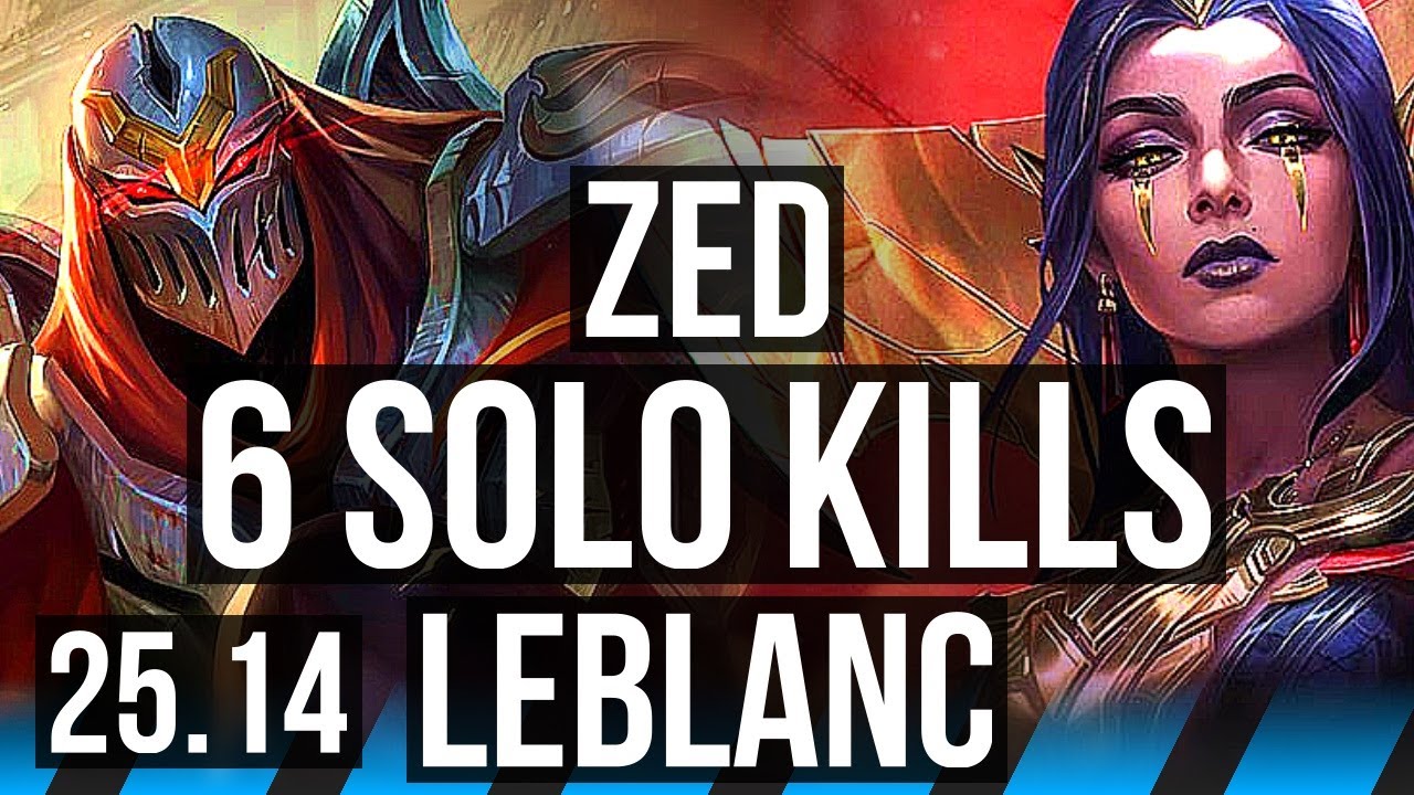 ZED vs LEBLANC (MID) | 6 solo kills, 10/2/8, Godlike | KR Diamond | 25.14