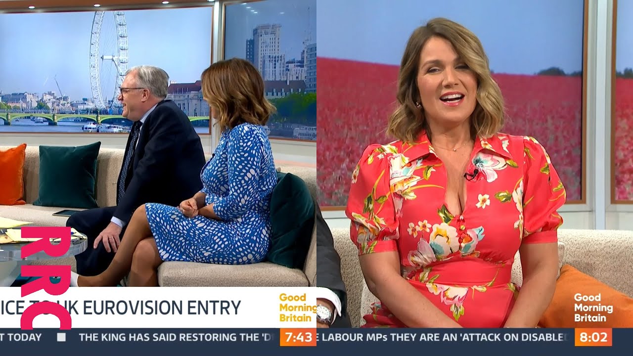 Susanna Reid @legs-in-blue cleavage-in-red