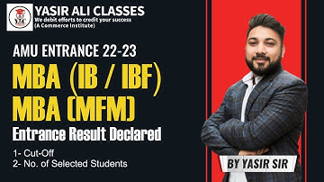 AMU MBA-CAT results 2022-23 | Cut-Off | AMU results Declared | Yasir Ali Classes