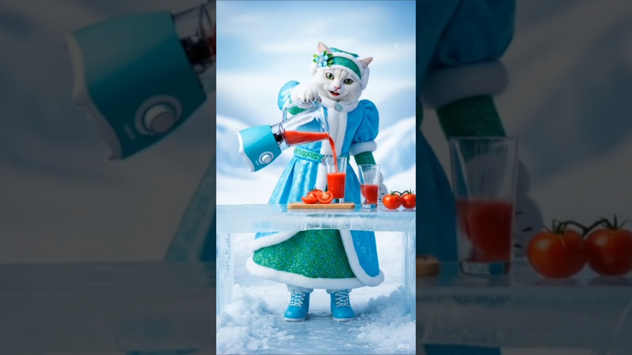 Cute cats making Tomatoes juice 😱. 