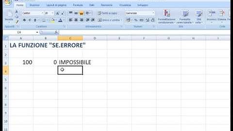 La funzione SE.ERRORE in Excel 2007