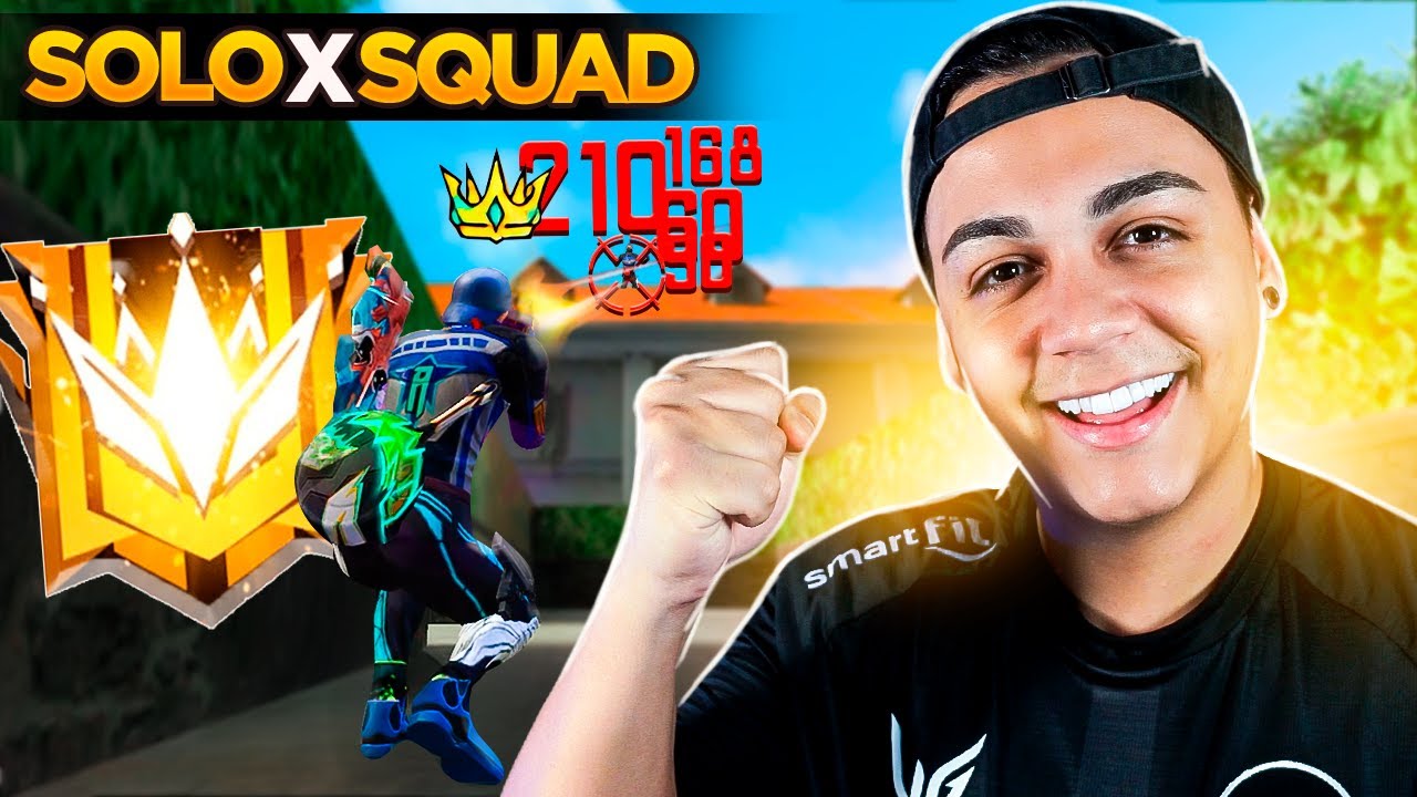 AGORA O DESAFIO É ALCANÇAR A LIGA DESAFIANTE JOGANDO SOLO VS SQUAD NO FREE FIRE!!