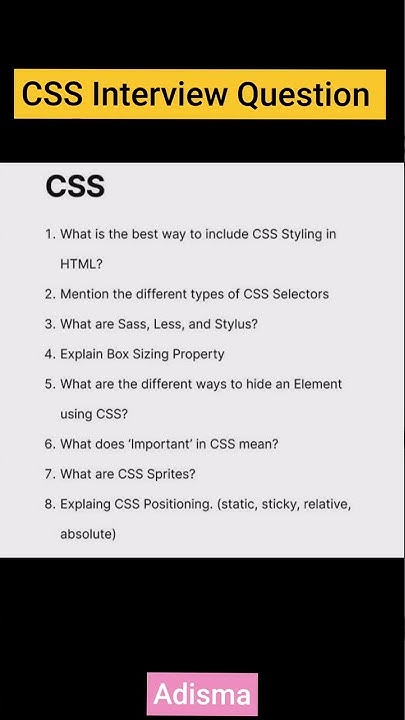 CSS interview Questions || Adisma - YouTube