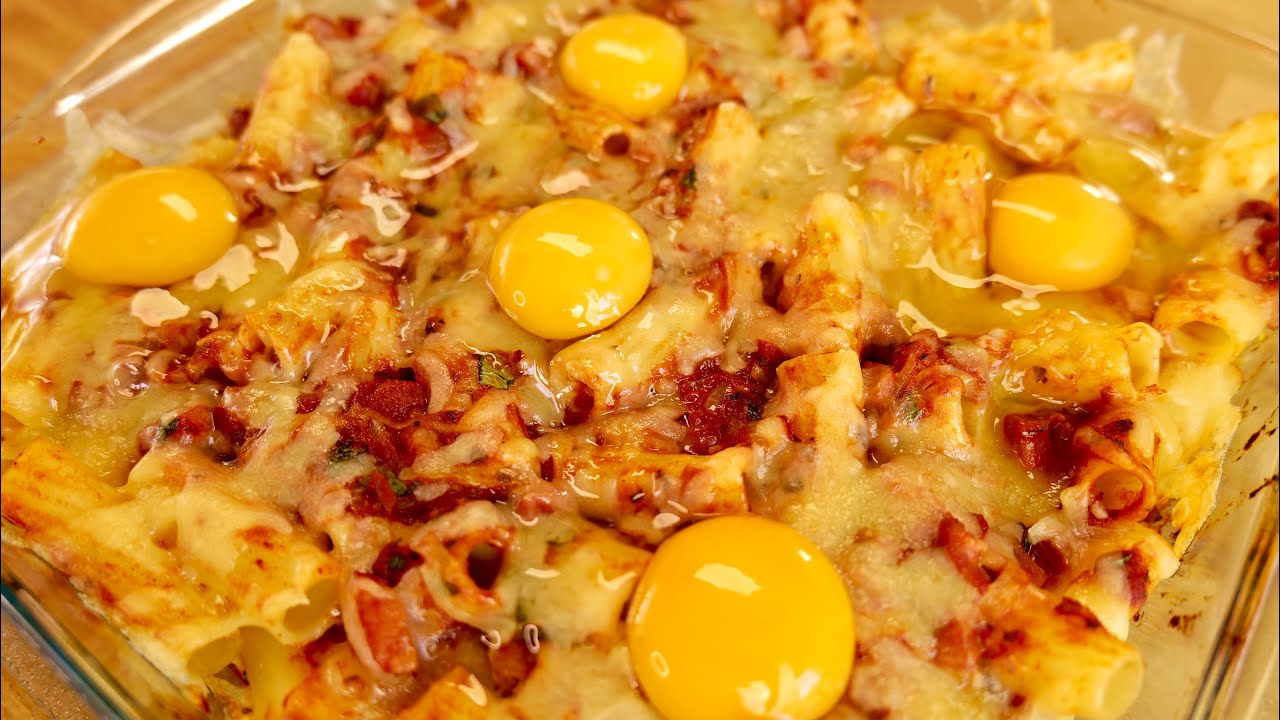 Delicious Pasta Bake with bacon 🥓 and eggs!! Check how to make this