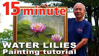 15 minute hack Waterlilies pond painting tutorial Ölmalerei Meditation art. Melukis bunga teratai