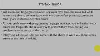 Class 10 Computer Science Chapter 1 Lecture 10 Errors in Programming and Debugging by Arslan Jameel