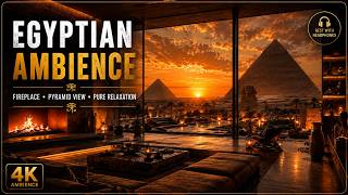 🔥 Egyptian Sunset Ambience | Luxury Pyramid View Retreat • Relaxing Fireplace & Desert Atmosphere screenshot 2