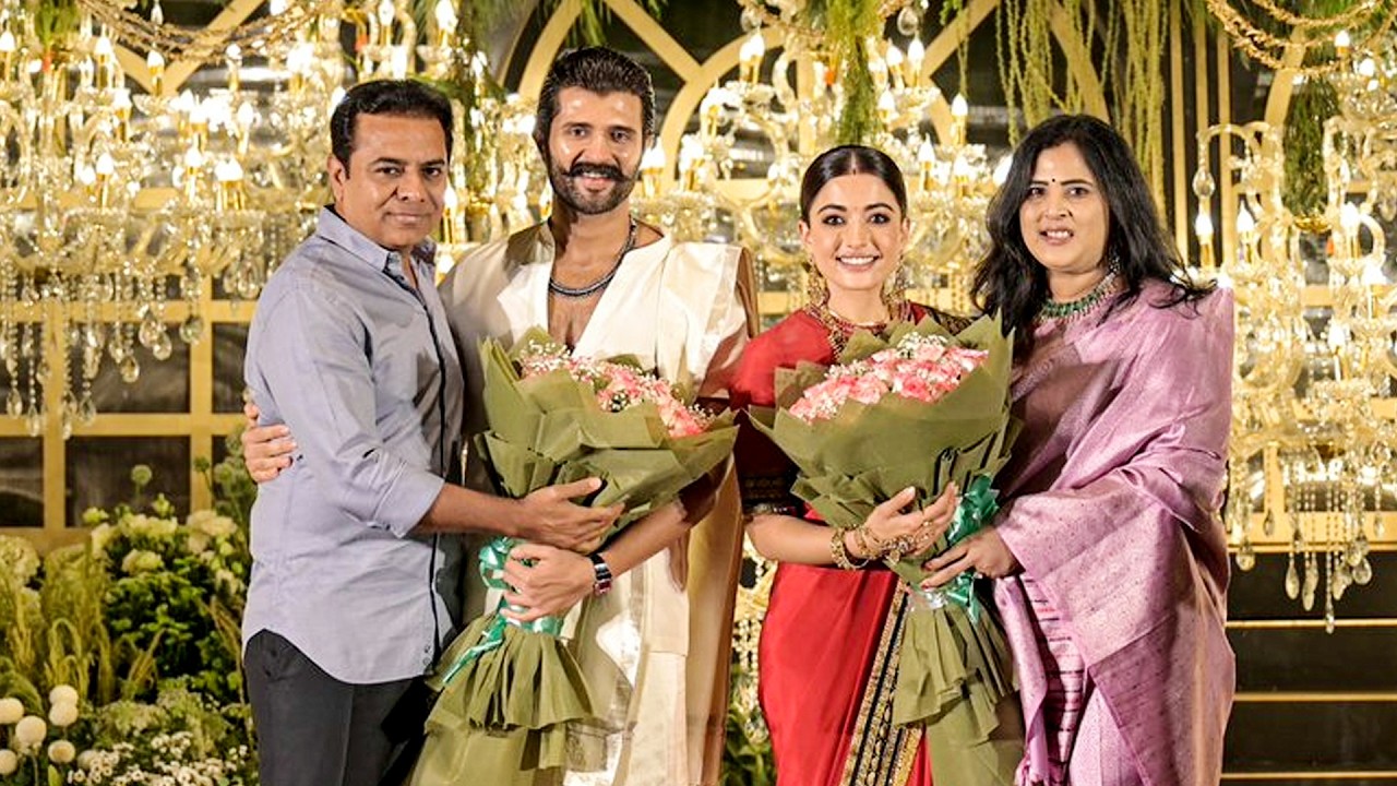 KTR And His Wife Shailima At Vijay Deverakonda Rashmika Reception | BTV Daily