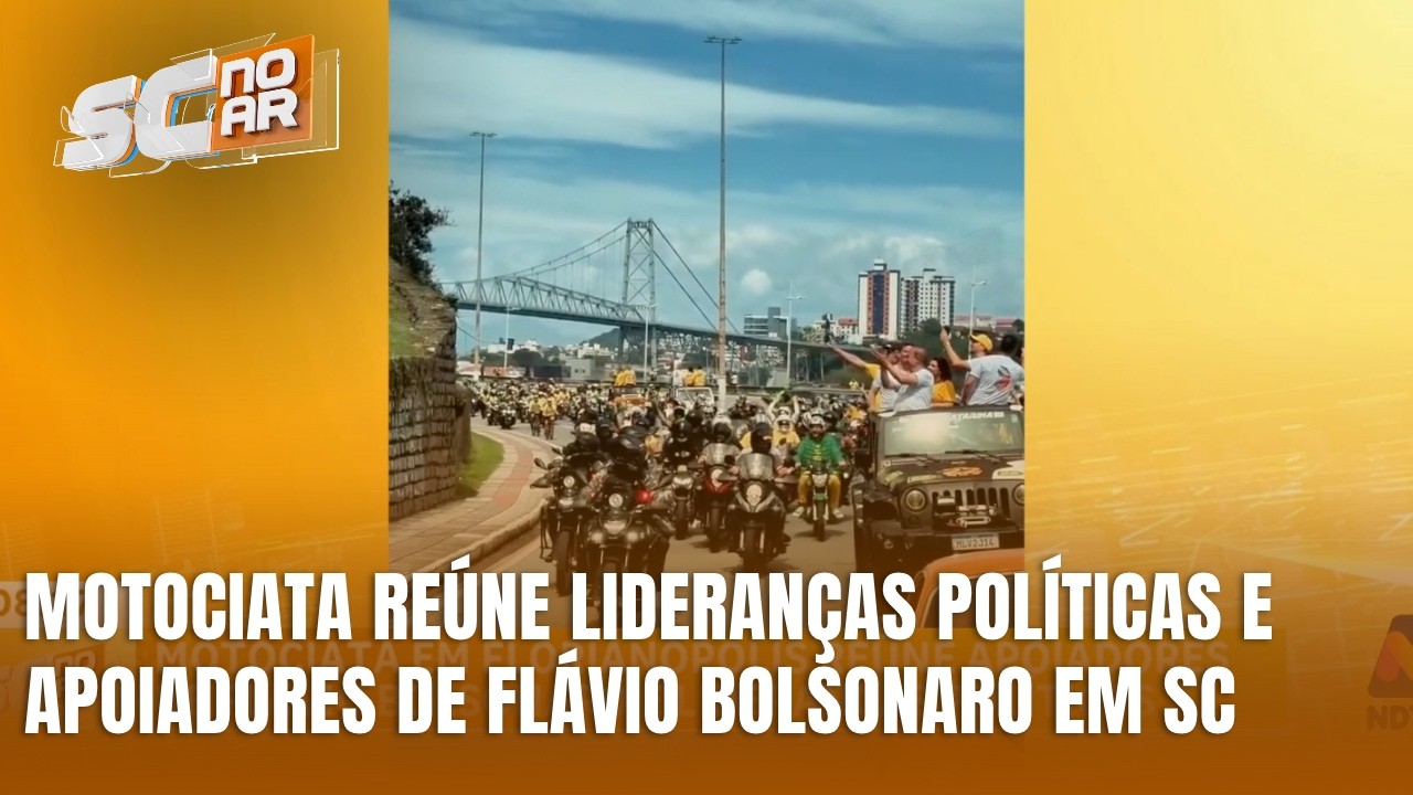 Motociata em Florianópolis reúne apoiadores de Flávio Bolsonaro antes do 2º turno
