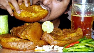 MUKBANG SPICY PORK FRY AND PORK BELLY MEAT FRY WITH GREEN CHILLI, LEMON, & GARLIC || HUNGRY GADWALI