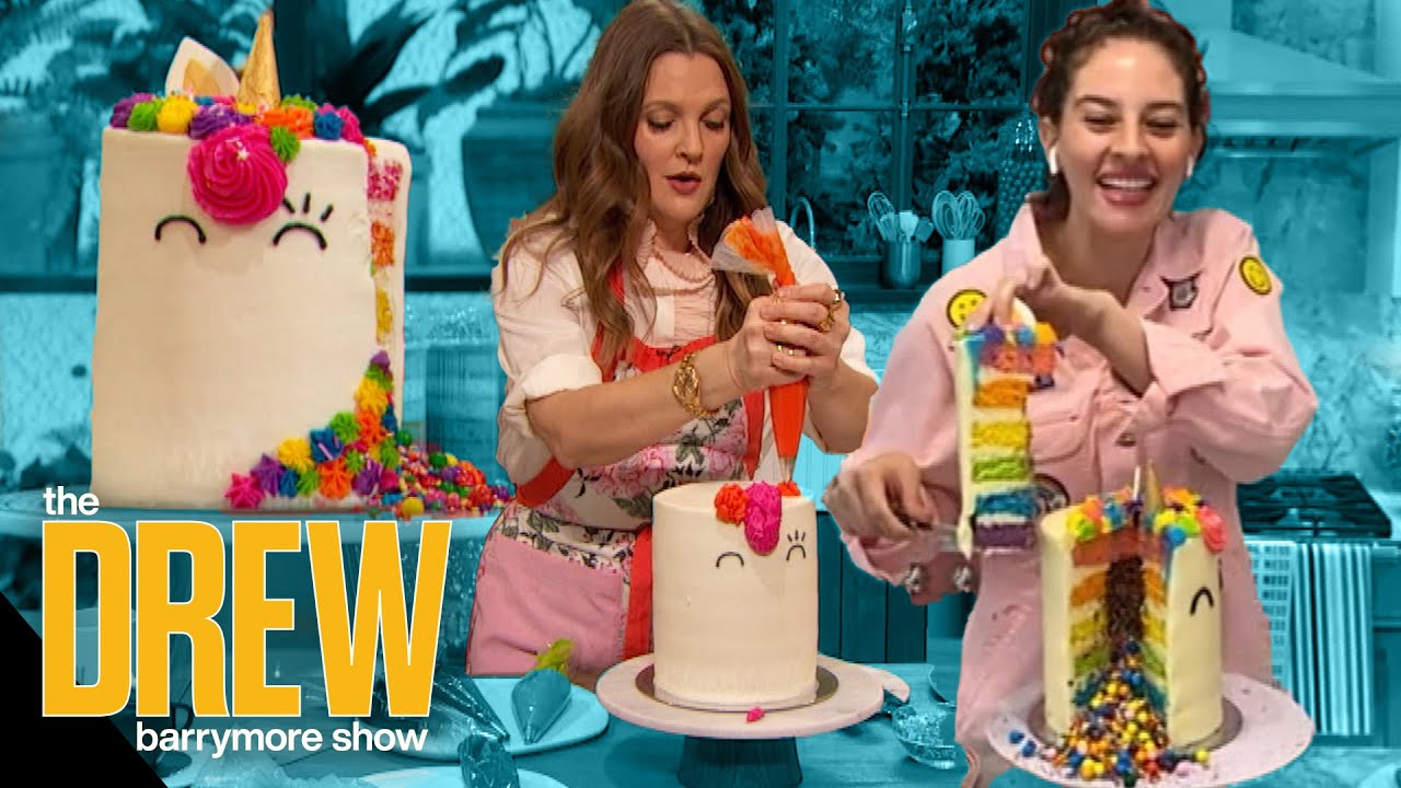 Flour Shop's Amirah Kassem Teaches Drew How to Make Unicorn Rainbow Cake