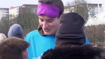 Thomas takes on blindfolded running challenge