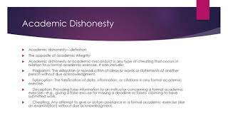 Details COMM1160, Week 1, Video 3, Academic Integrity and Academic Dishonesty Guide