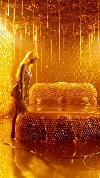 🍯💛 ASMR HONEY ROOM 💛 Blonde Girl Sinks Into Liquid GOLD 🍯 No Music 🎧 Pure Sticky Sounds #asmr #relax