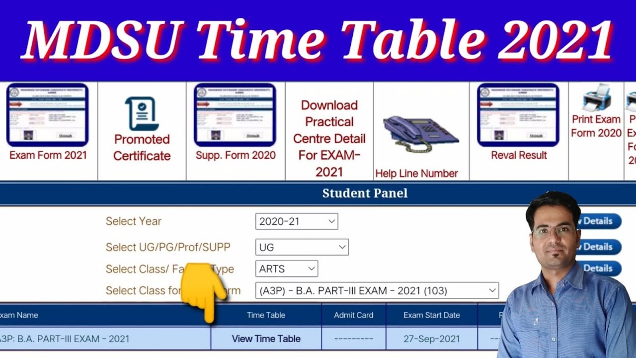 MDSU TIME TABLE 2021