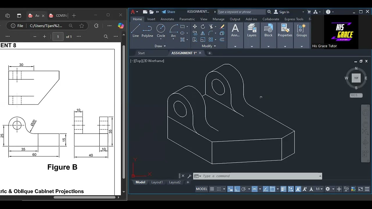 AutoCAD - Conversion of Orthographic Views into Isometric View Part 2