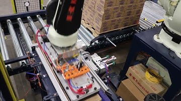 Small Footprint Modular Robotic Case Palletizing Cell with NOVA Automation