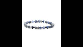 Blue Sodalite Stones with Black Oxidized Beads Bracelet