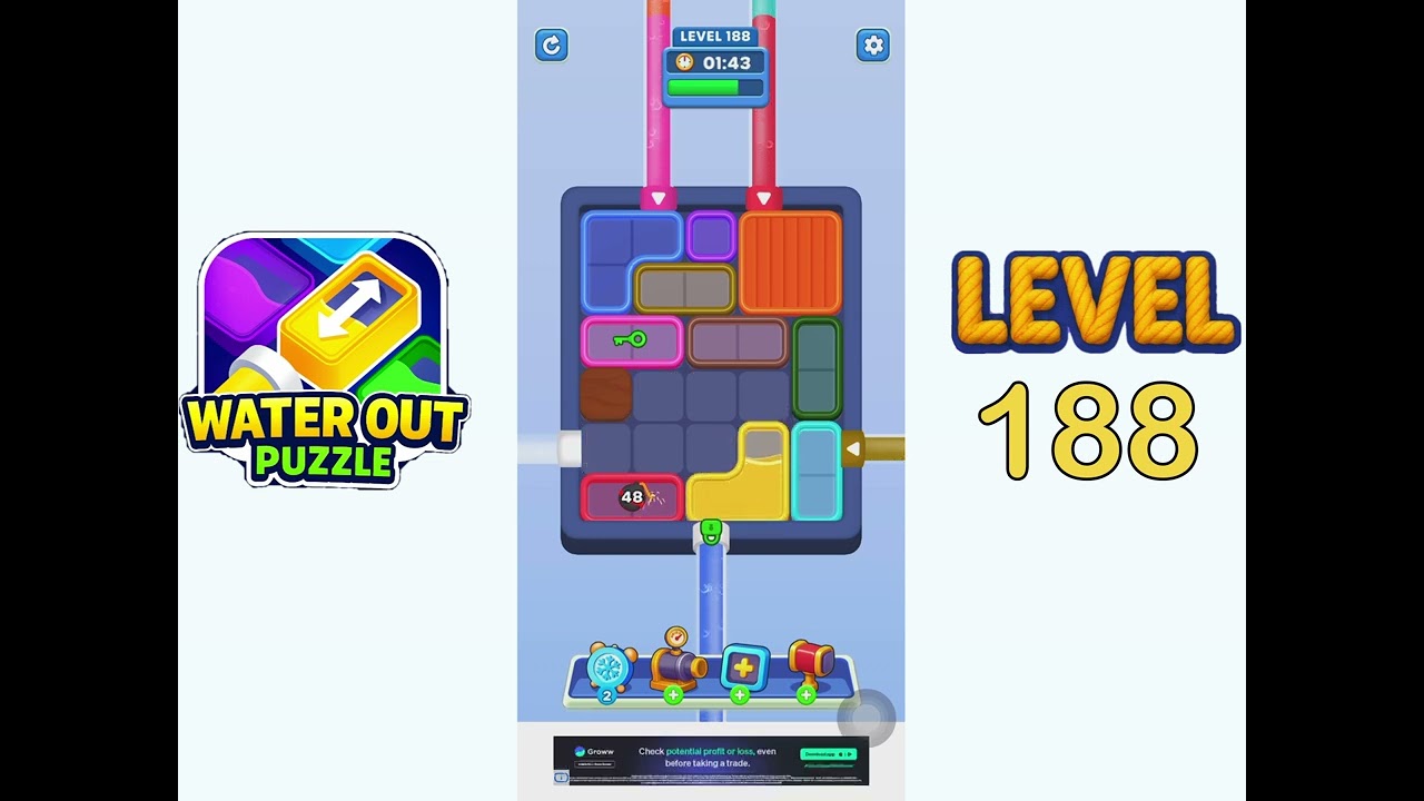Water Out Puzzle Level 188 Walkthrough Solution