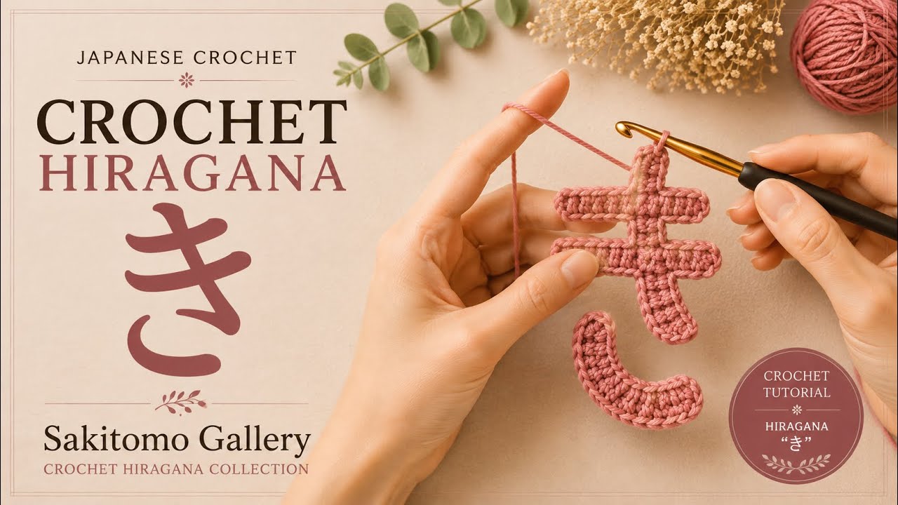 かぎ針編み】ひらがな「き」の編み方｜How to Crochet Hiragana 