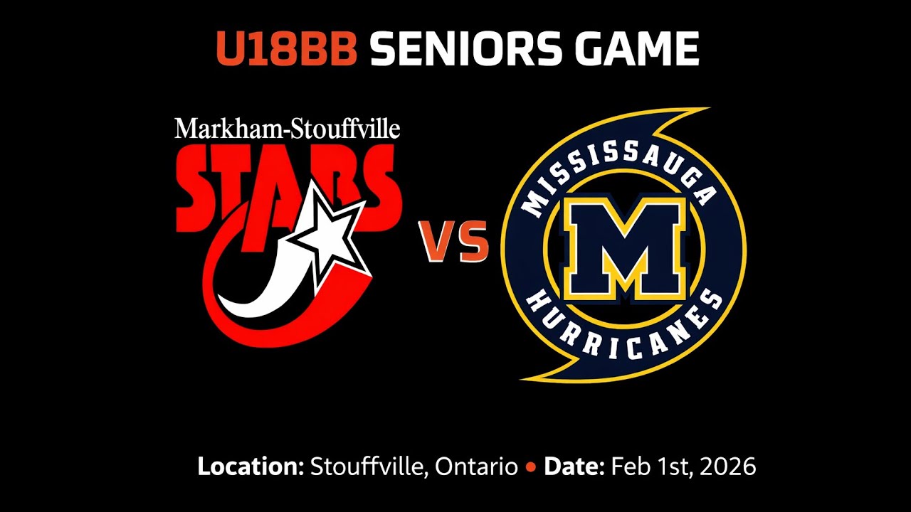 Part 1 - 18BB Seniors Game - Markham Stouffville Stars vs Mississauga Hurricanes Feb 1 2026 D Zone