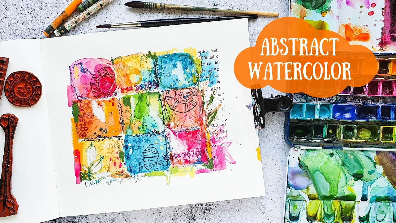Abstract Watercolor Art Journal Page - Mixed Media Style - YouTube