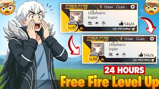 Free Fire Level Up 24 Hours Playing🤯 Human And Ai🤖🔥| 100 Level possible?