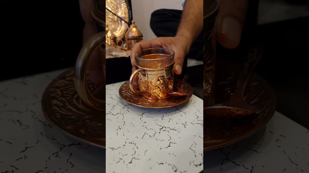 Elegant Copper Cup Set with Tray, Spoons, and Sugar Bowl - Perfect for Your Home!