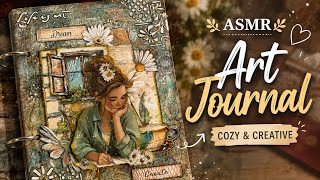 Creating a 3D Journal Cover Using Stamperia Daisy 🌼 | ASMR Art Journaling & Mixed Media