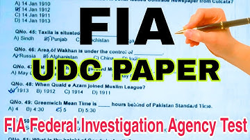 FIA Federal Investigation Agency Test UDC Upper Division Clerk Solved MCQS Important Questions