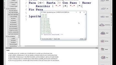 Tabla cuadrado y exponencial PSEINT TIC 4 ESO IES Monterroso