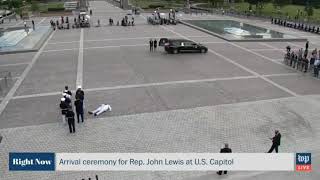 Color guard fainted during John Lewis funeral - it&#39;s 96 degrees and he was wearing a mask