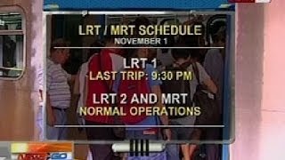 NTG: Alamin ang LRT at MRT schedule ngayong All Saints' Day