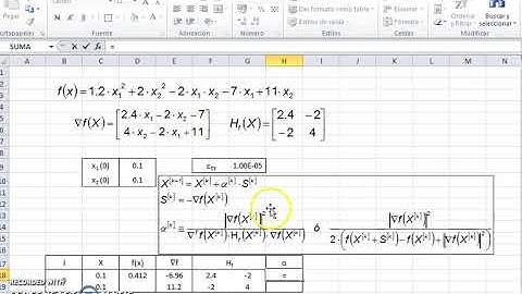 Optimización   Ilustración Método Gradiente en Excel