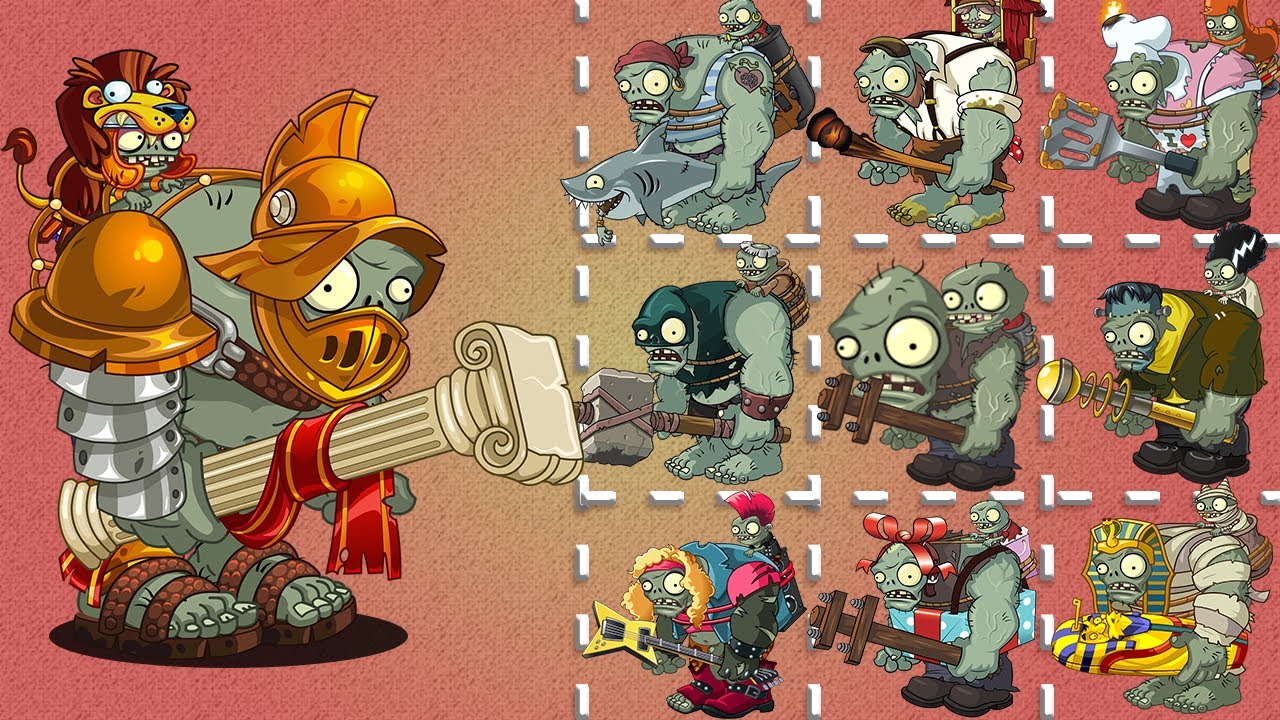 PvZ 2 Gladiator Gargantuar Vs All Zombies